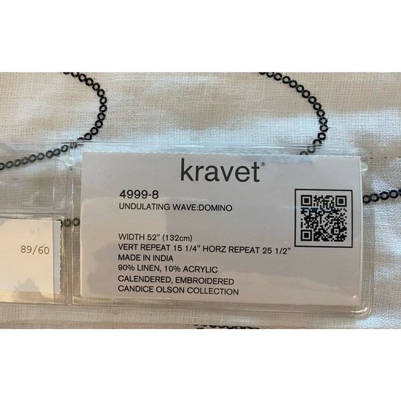 3 Kravet Candice Olson Undulating Wave Linen Blend Sequins Fabric Samples 25"sq. - Picture 5 of 5